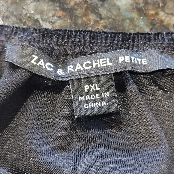 NWT Zac & Rachel PXL Black Velour 3/4 Sleeve Over the Shoulder Blouse - Picture 8 of 8